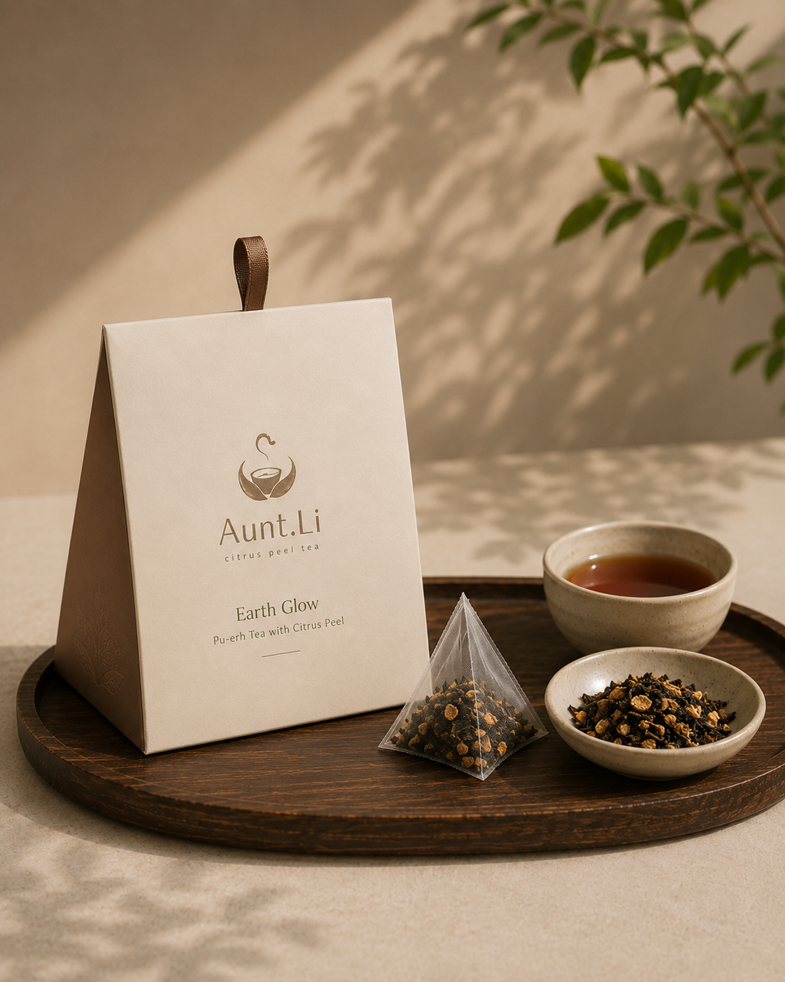 Earth Glow aged citrus peel pu-erh tea.